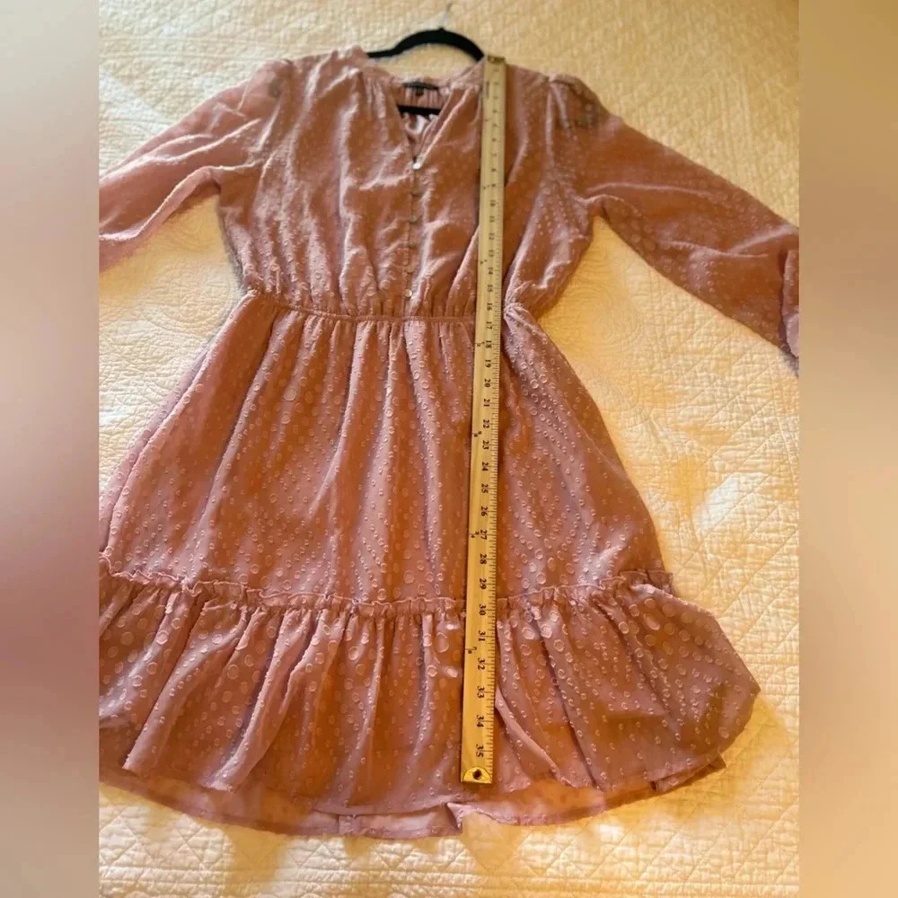Staccato Pink Gathered Waist Long Sleeve Midi Dress. Size Large. Feminine.Spring - Picture 6 of 8